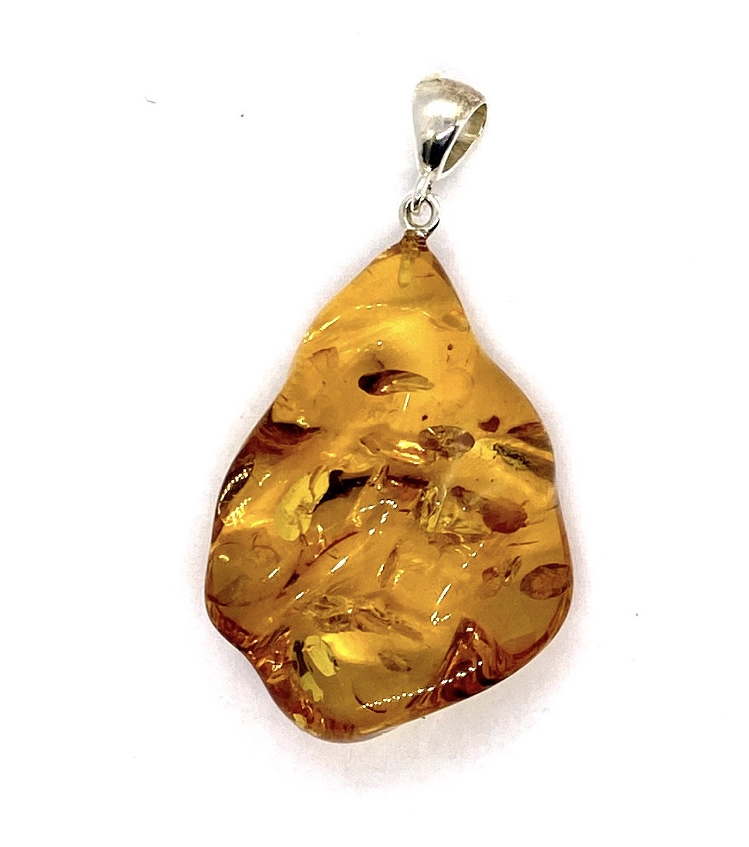 Free-form Wave Drop Amber Pendant - Amberman