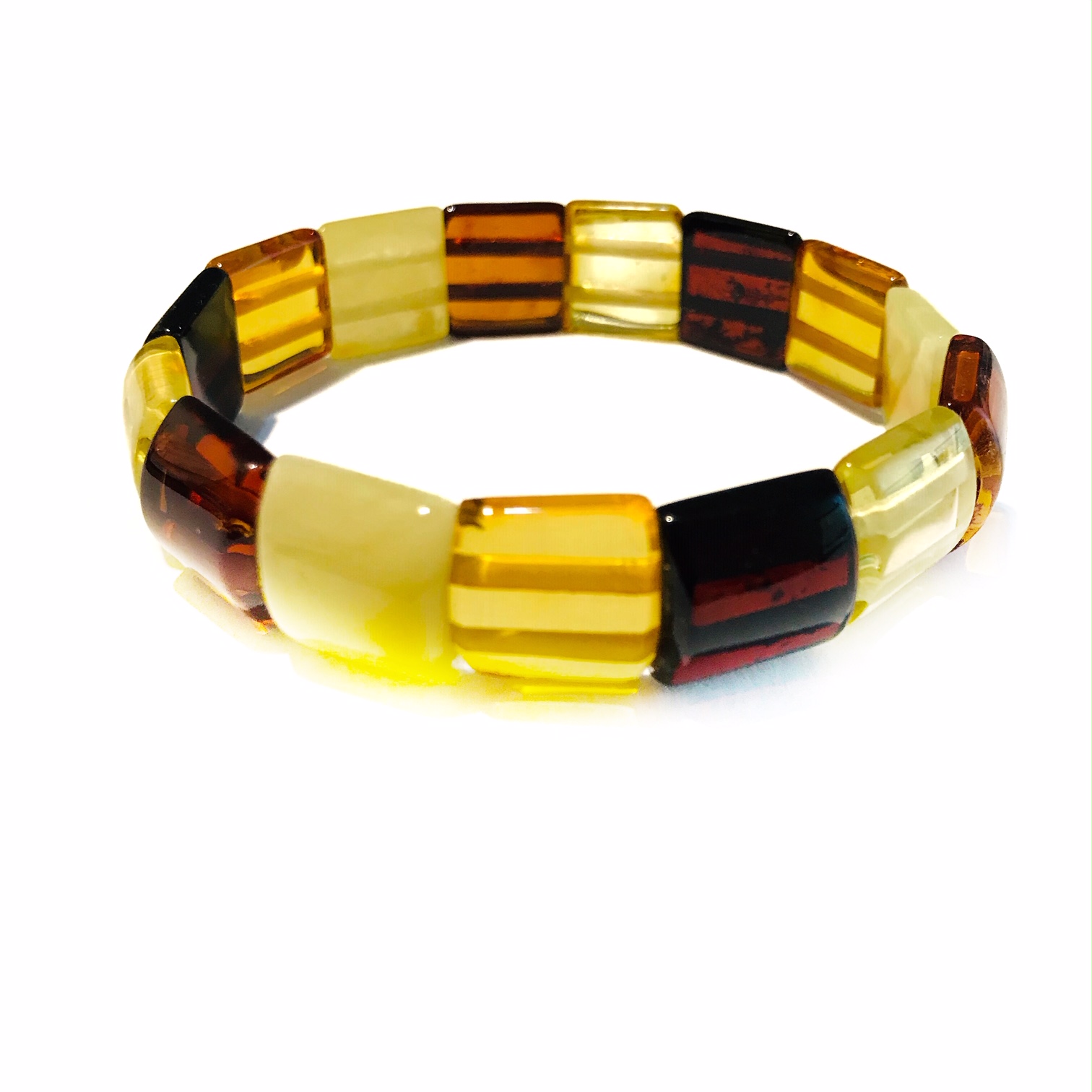 Multi Color Amber Stretch Bracelet 