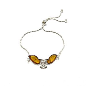 Cognac Amber Owl Slider Bracelet