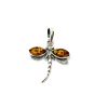 Cognac Amber Sterling Silver Dragonfly Pendant