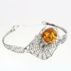 Cognac Amber Spider on Cobweb Cuff Bracelet