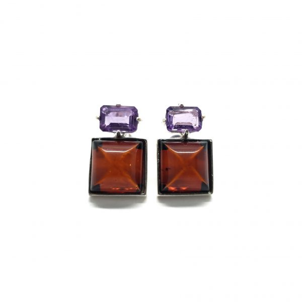 Baltic Amber/Amethyst Earrings 