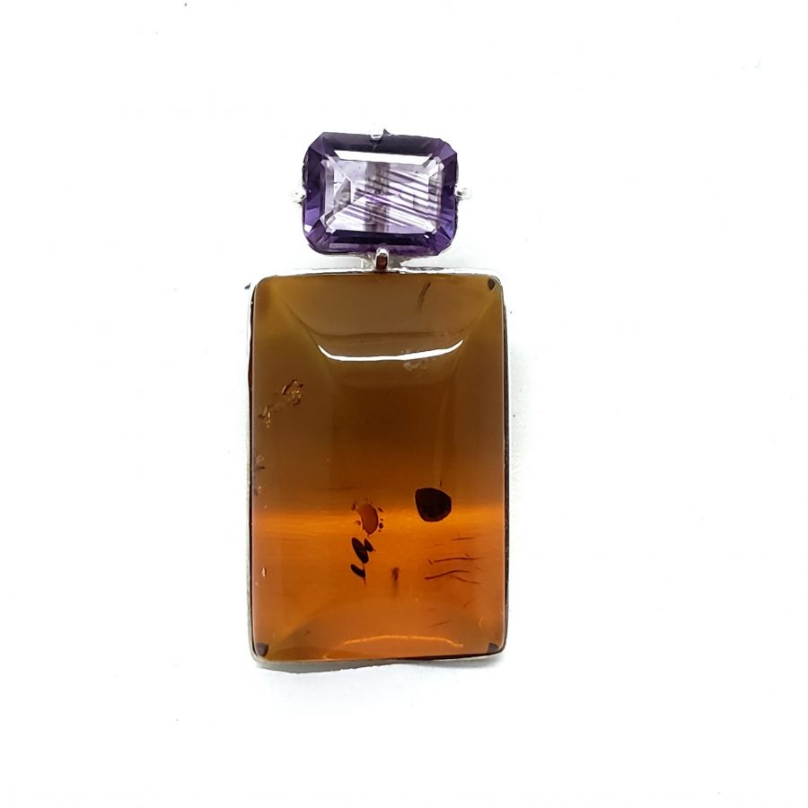 Cognac Amber/Amethyst Pendant