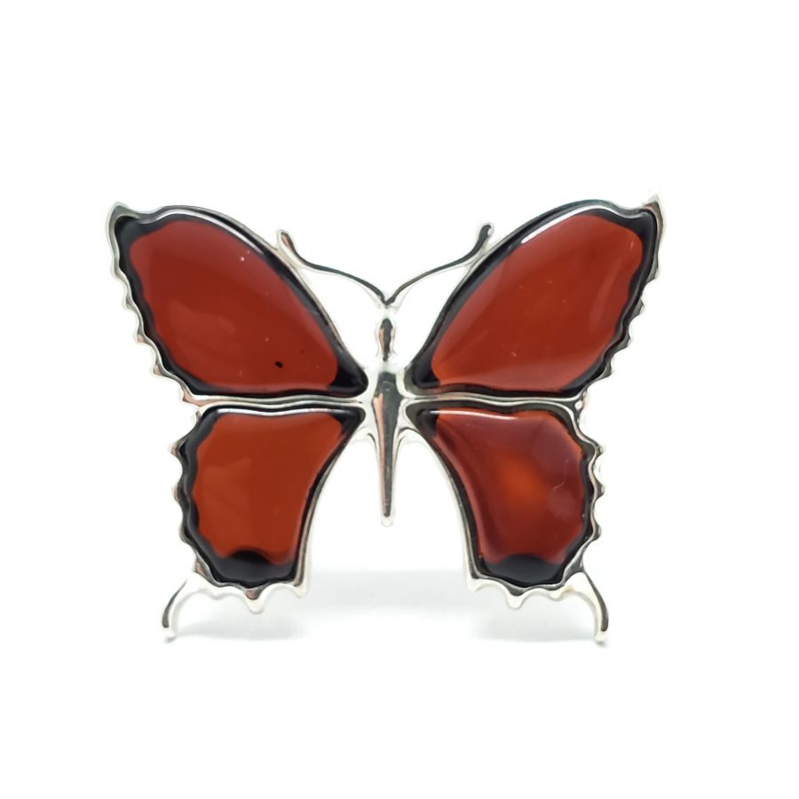 Cherry Amber Butterfly Adjustable Ring