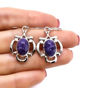 Charoite Sterling Silver Earrings. Charoite Jewelry
