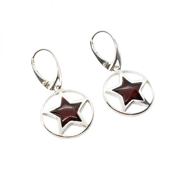 Baltic Amber Sterling Silver "Star" Earrings. Amber Jewelry
