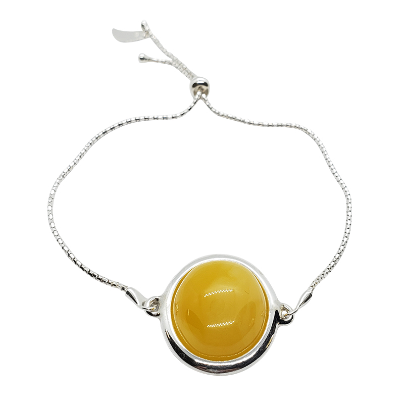 Butterscotch Amber Round-Shape Stones Adjustable Bracelet
