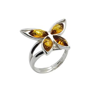 Cognac Amber "Butterfly" Adjustable Ring