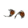 Baltic Amber Sterling Silver Dolphin Earrings. Amber Jewelry