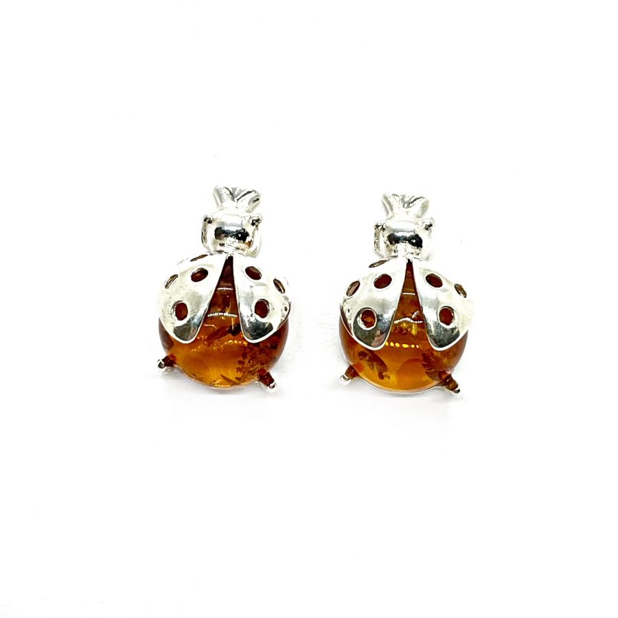 Cognac Amber Lady Bag Stud Earrings