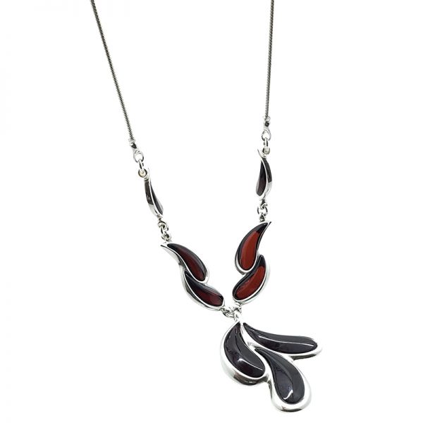 cherry amber silver necklace