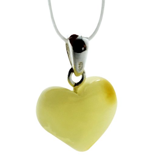 Butterscotch Amber Heart Design Silver Pendant